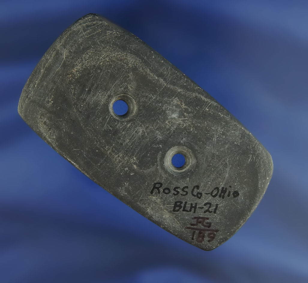 2 11/16" miniature banded slate Hopewell Gorget found in Ross Co.,  Ohio by Billy Hillen.