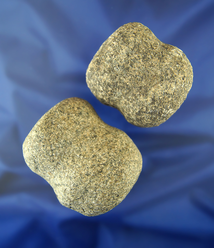 Pair of nicely styled grooved Hammerstones found in Ohio. Largest is 2 5/8".