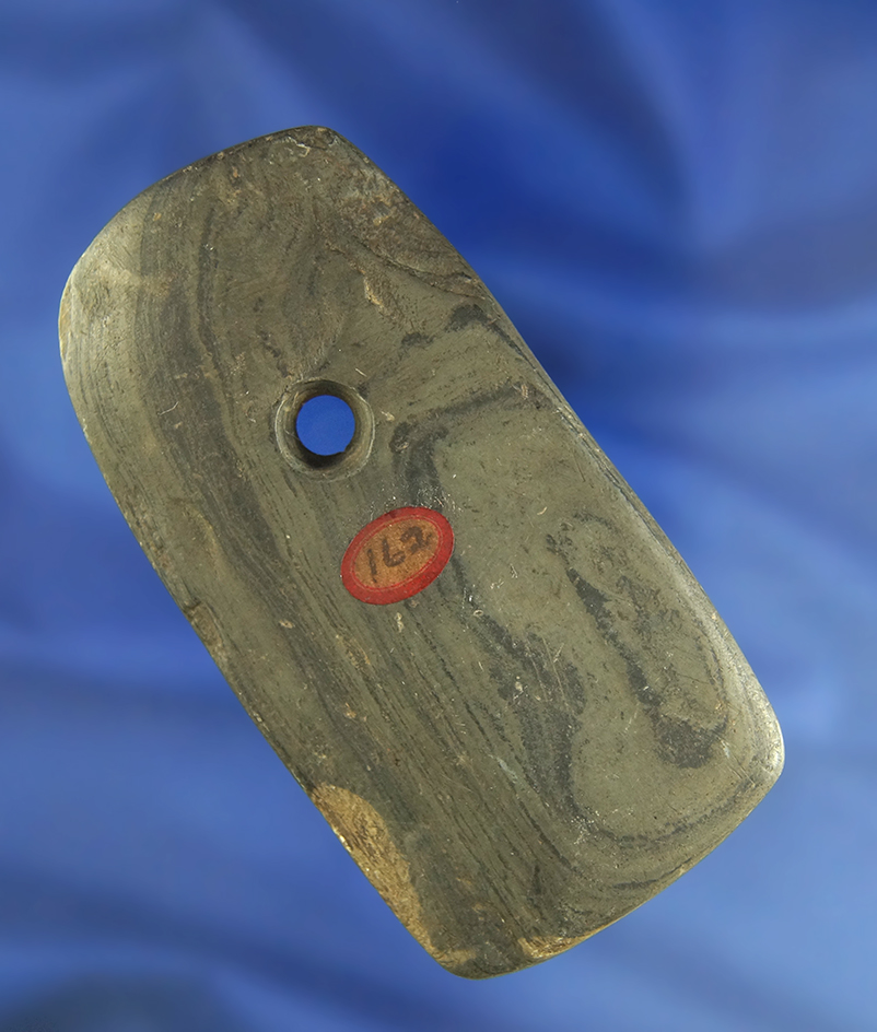 3 5/8" green banded slate Pendant found in Wood Co.,  Ohio.