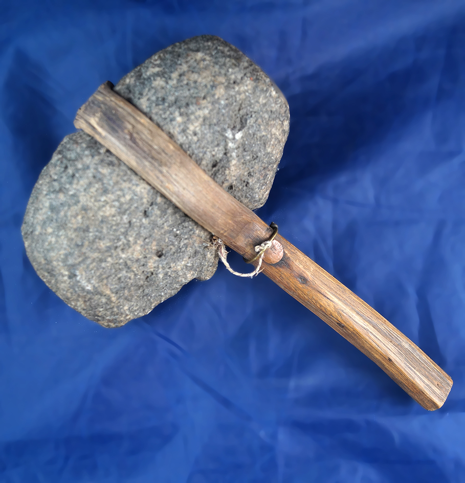 5 1/2" long grooved Lava Rock Hafted Maul from New Mexico.