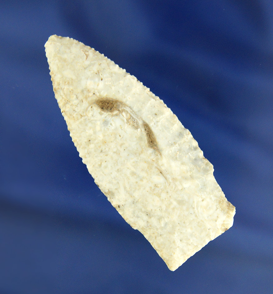 2 15/16" Paleo Scottsbluff with a quartz inclusion- Jefferson City chert found in Cole Co.,  Missour