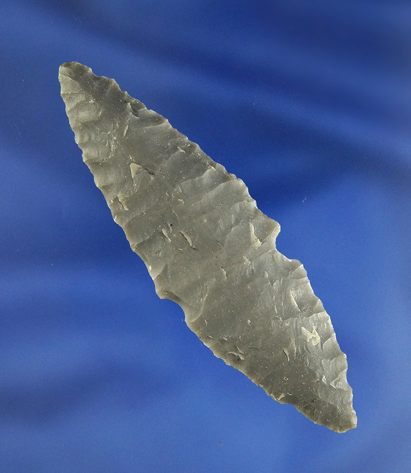 Very unique 2 7/8" Bi-Pointed Knife or projectile found in Alaska with Sidenotches to Blade edges.