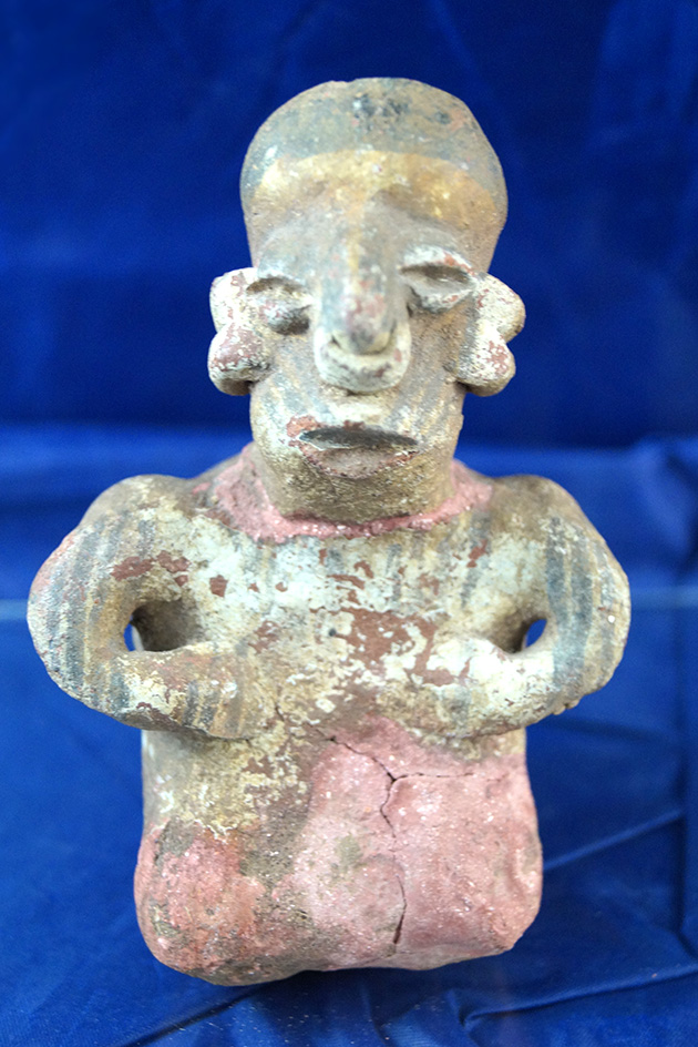 4 1/2" tall Nayarit Polychrome Figural Jar collected in the Mid 20th century by the late Dr. Allen H