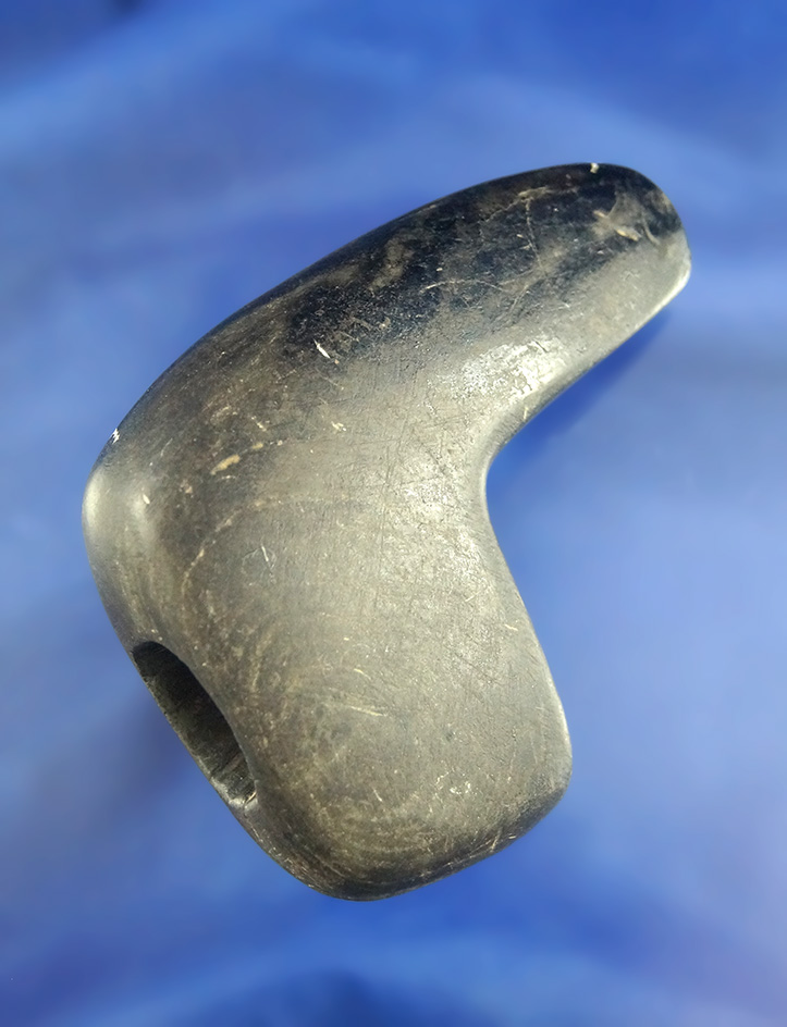 2 7/8" Geniculate Bannerstone made from green banded slate found in Ohio. Davis COA.