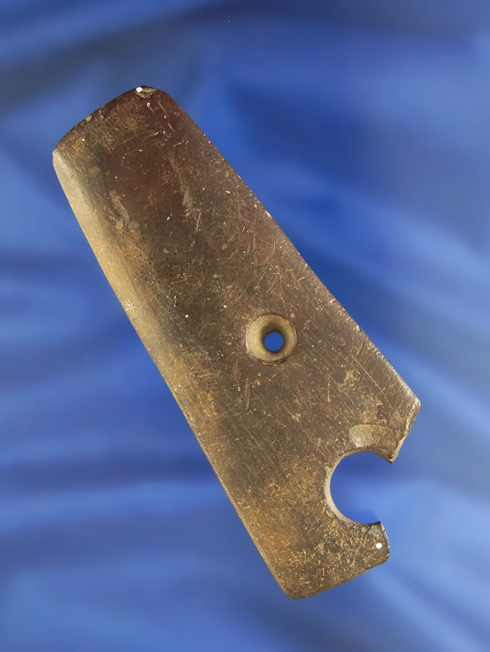 Very unique anciently salvaged Gorget found in Orange Township, Ashland Co.,  Ohio in a gravel pit