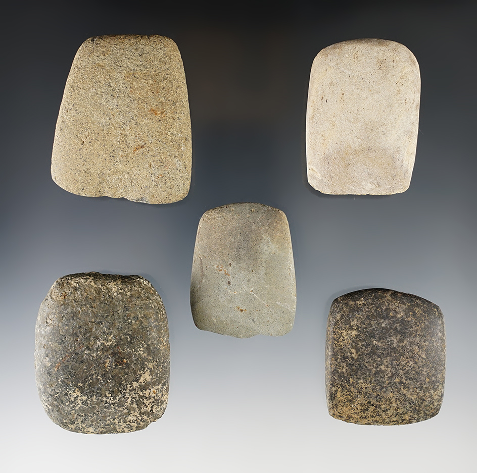 Set of 5 nice Ohio Celts in good condition. The largest is 2 1/4".