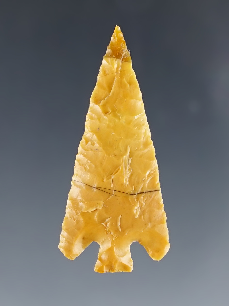 Excellent flaking on this 1 9/16" Eastgate found near the Columbia River. Ex. Gene Favell.