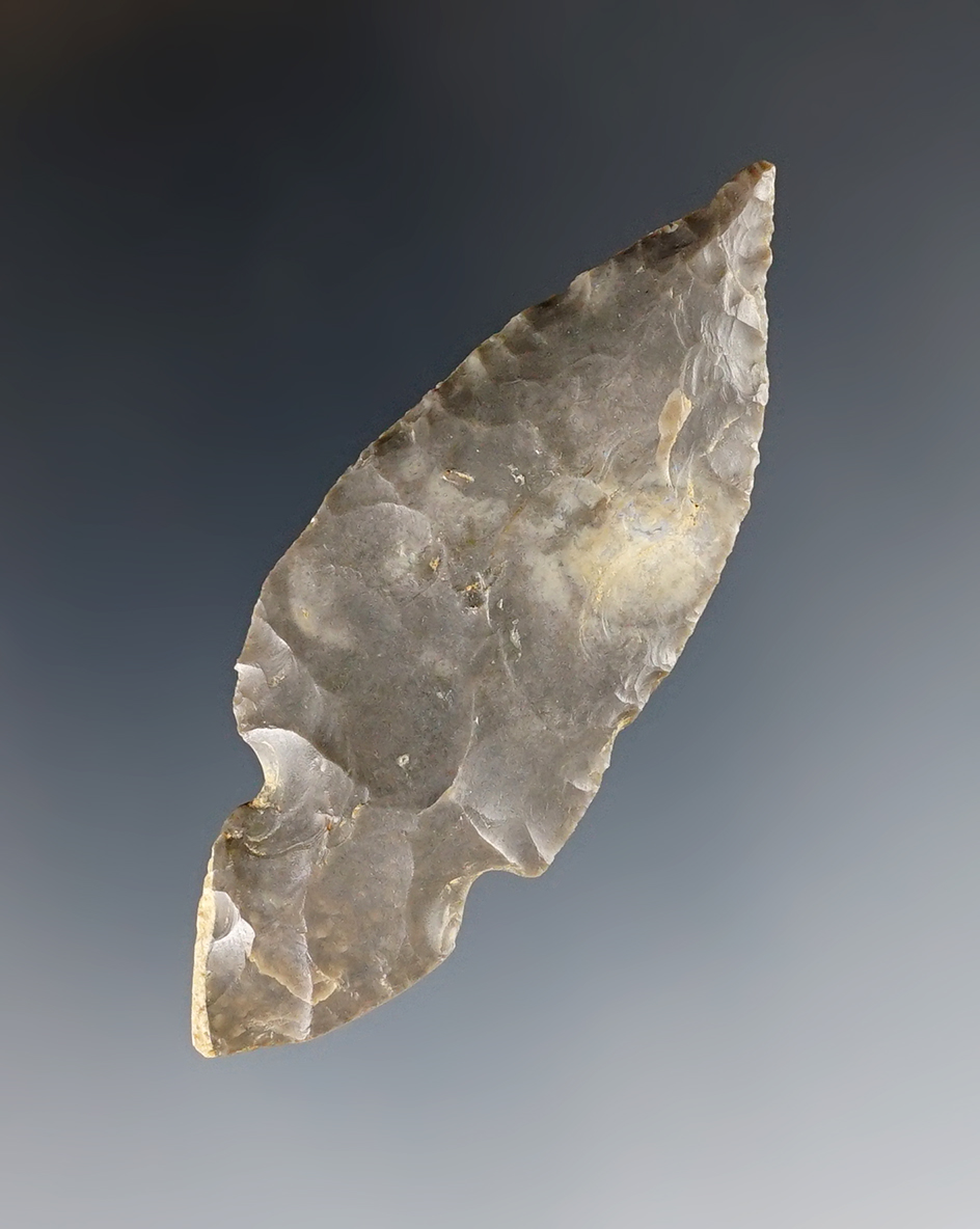 2 5/8" rare Indiana Hornstone Turkeytail with classic needle tip and great patina. Tennessee.