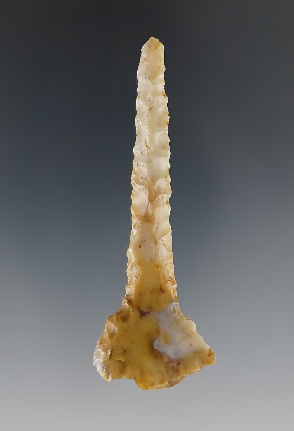 3" colorful Flint Ridge Drill. Nice patination and form. Found in Central Ohio.