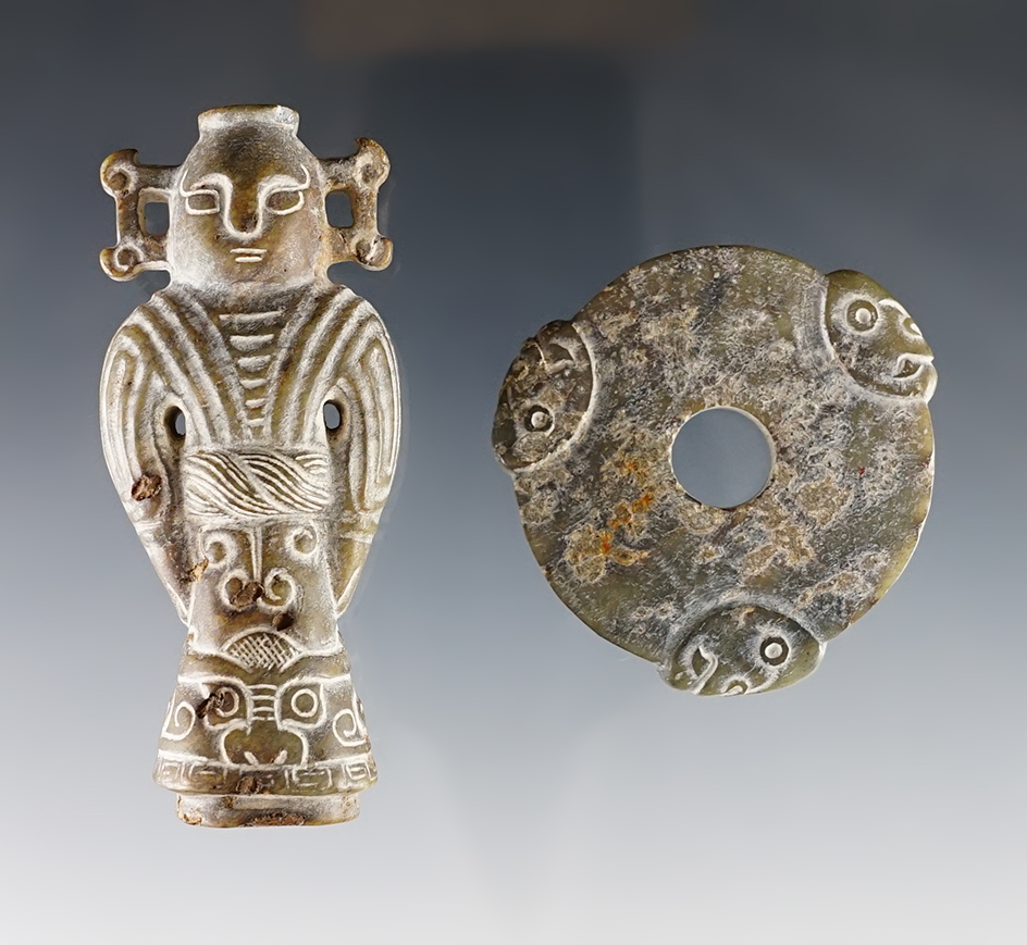 Pair of Southeastern Asia artifacts including  a round perforated disc and a double Budda.