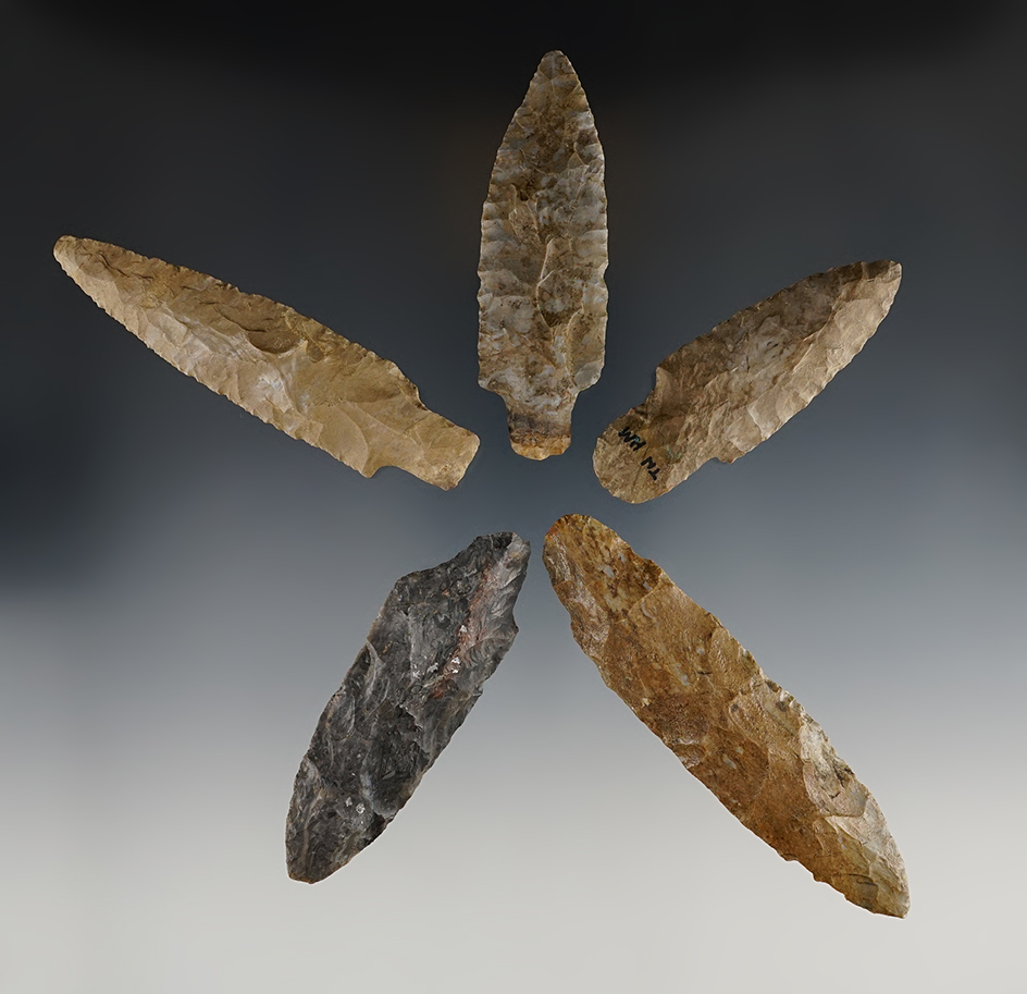 Set of 5 Tennessee & Kentucky points in excellent condition. The larges tis 4 3/16".