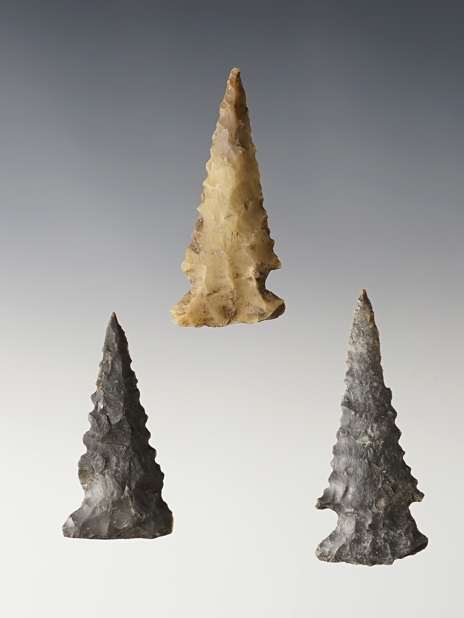 Set of 3 nicely made Texas Ensor Points. The largest is 2".