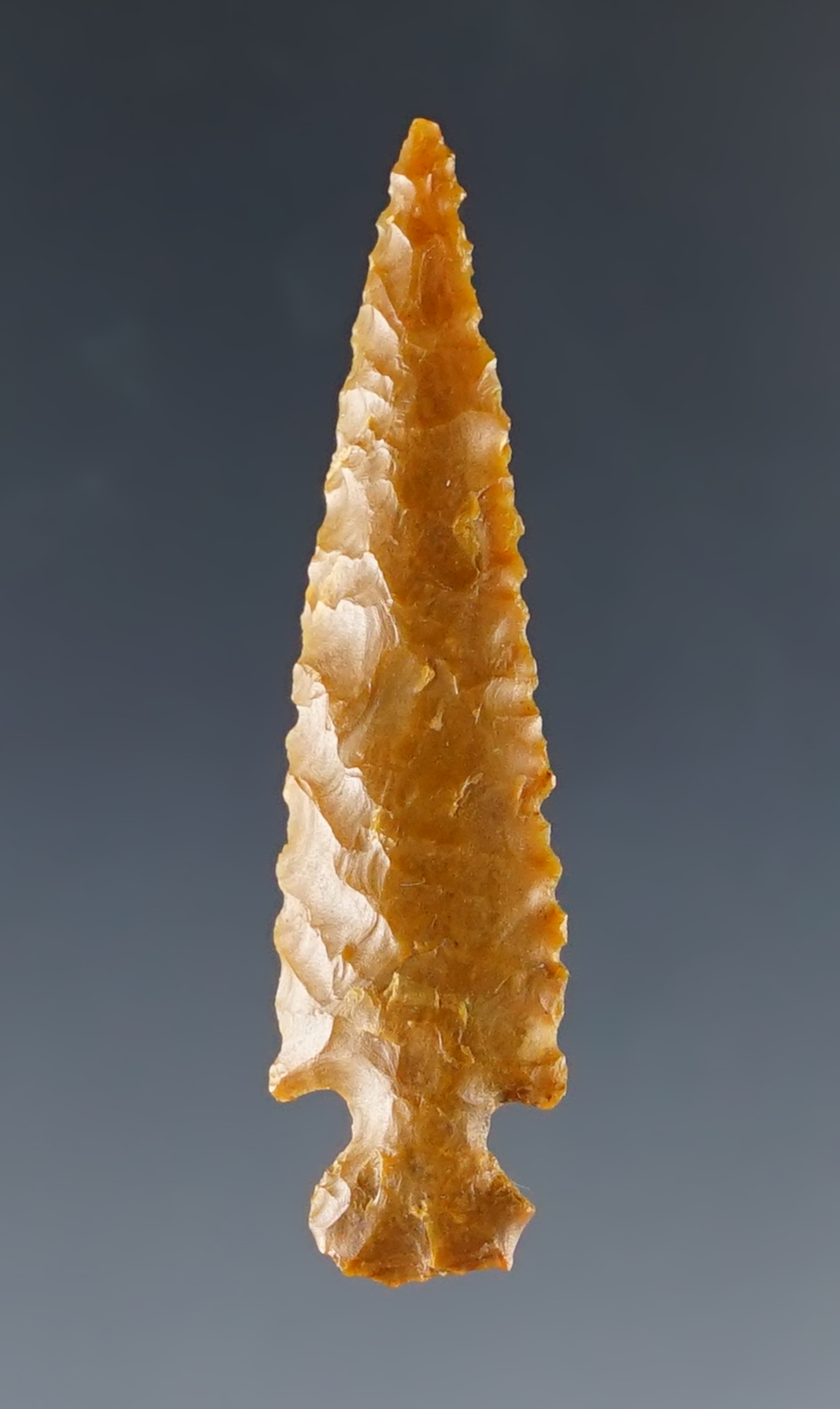 1 1/2" Rose Spring with excellent flaking. Ex. Gene Favell Museum. Found near Columbia River.