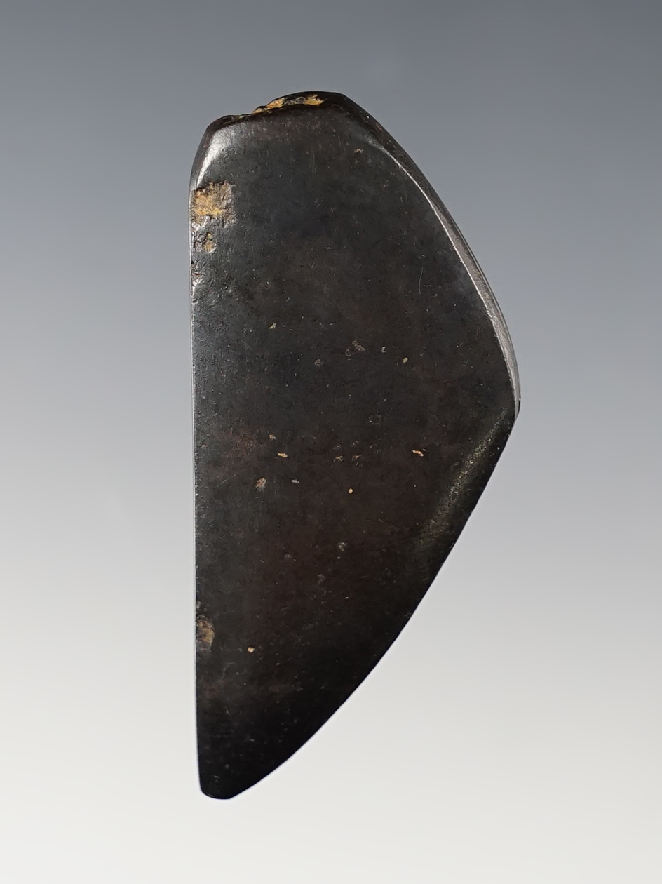 Highly polished 2 1/4" Hematite Weight that is grooved down one edge - Midwest.