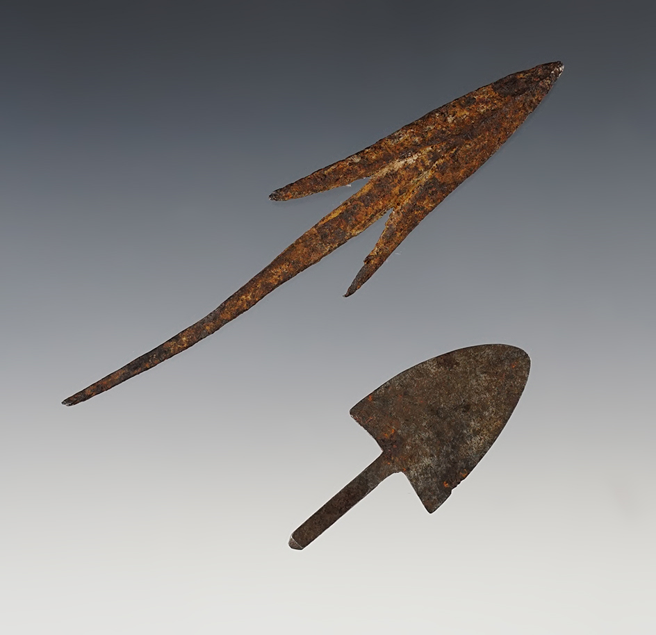 Pair of Historic Iron Arrowheads in great condition. The largest is 3 15/16".