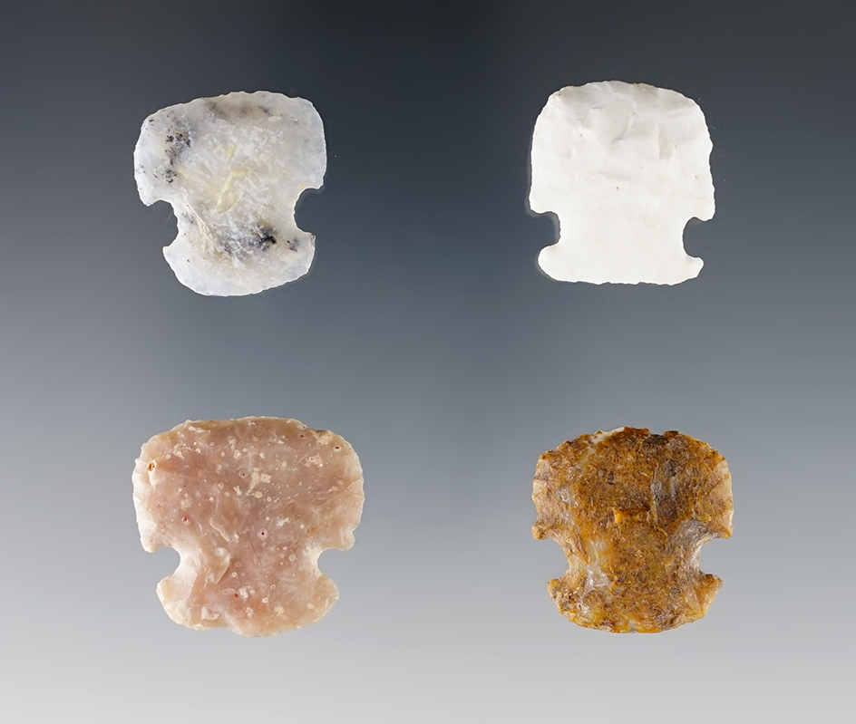 Set of 4 nice Sidenotch Scrapers found in New Mexico. The largest is 1".