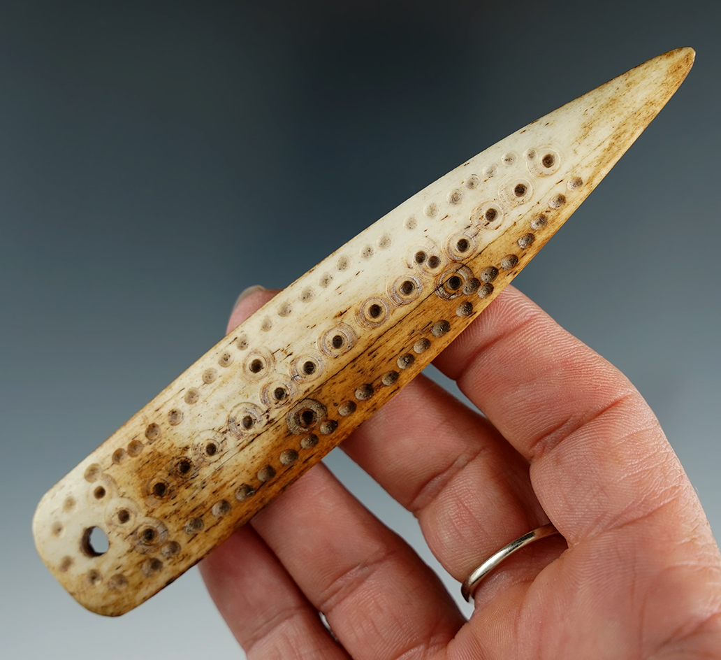Pictured! 4 3/4" long bone Pendant found along the northern Missouri River - South Dakota.