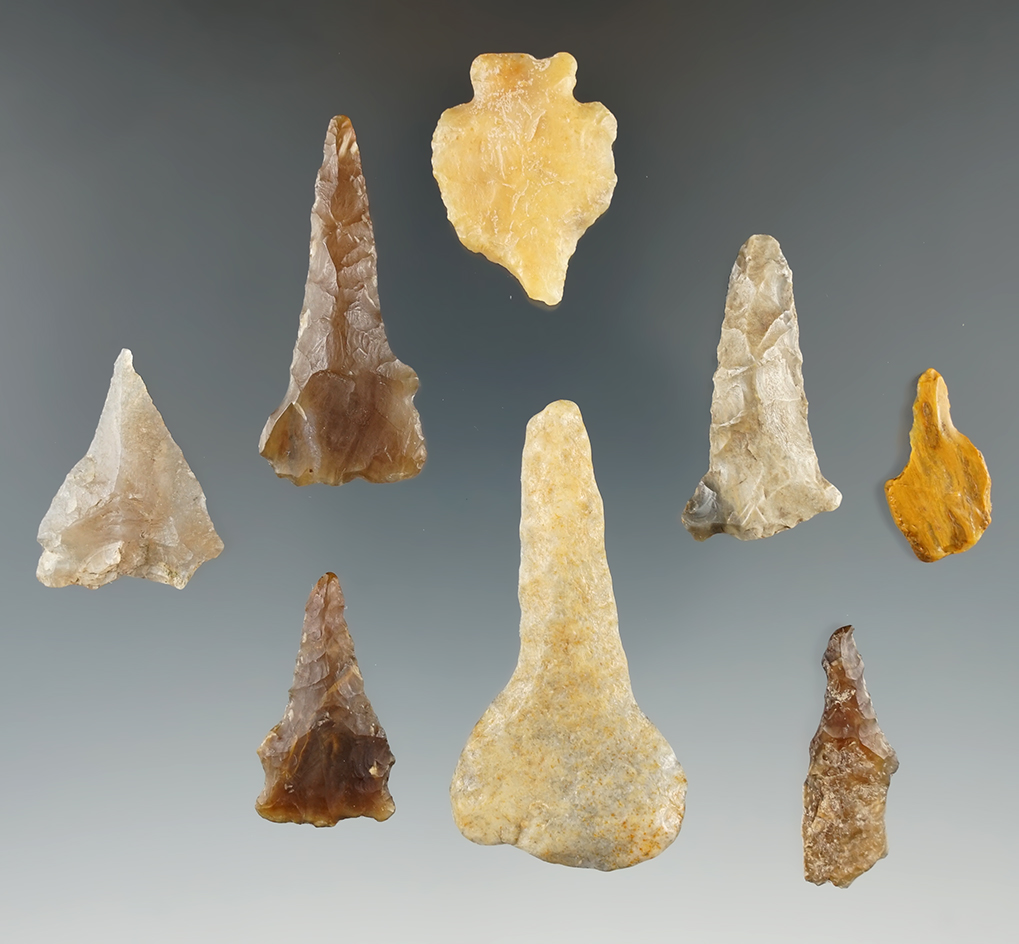 Set of eight Drills found in Brookings Co., South Dakota, largest is 2 3/16".