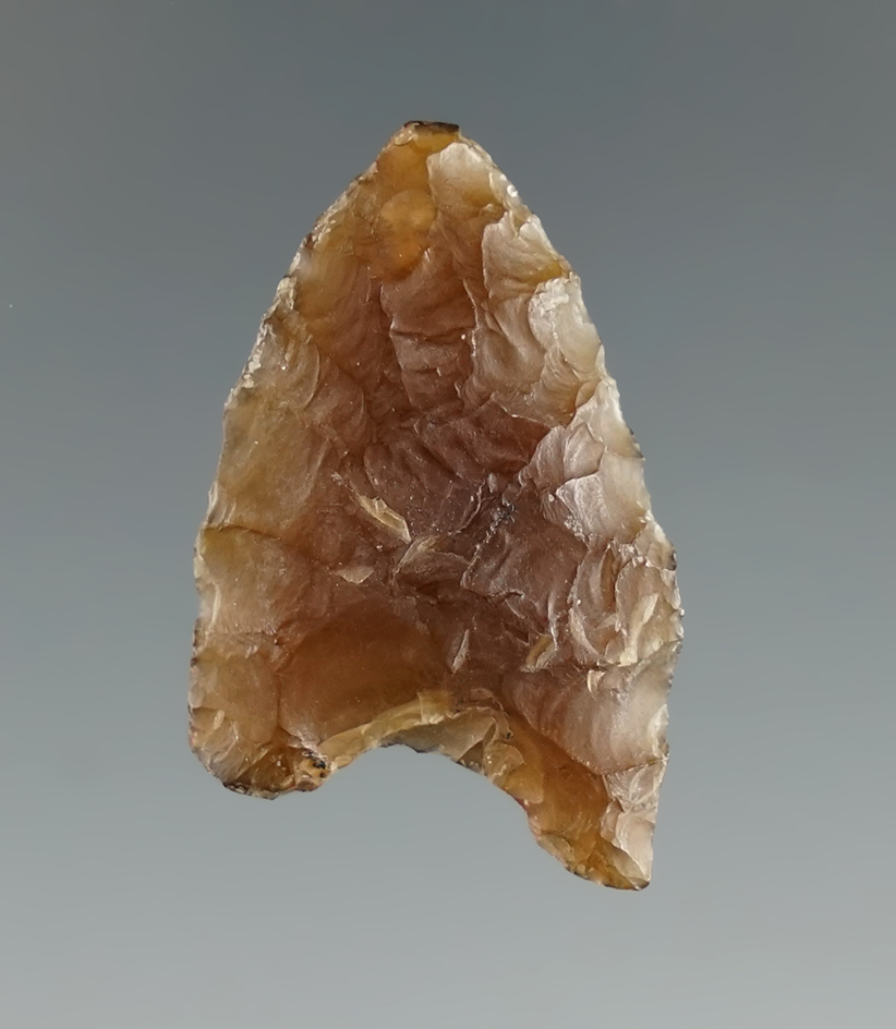 1 3/16" Meserve - Knife River Flint that is well patinated - found in Eastern South Dakota