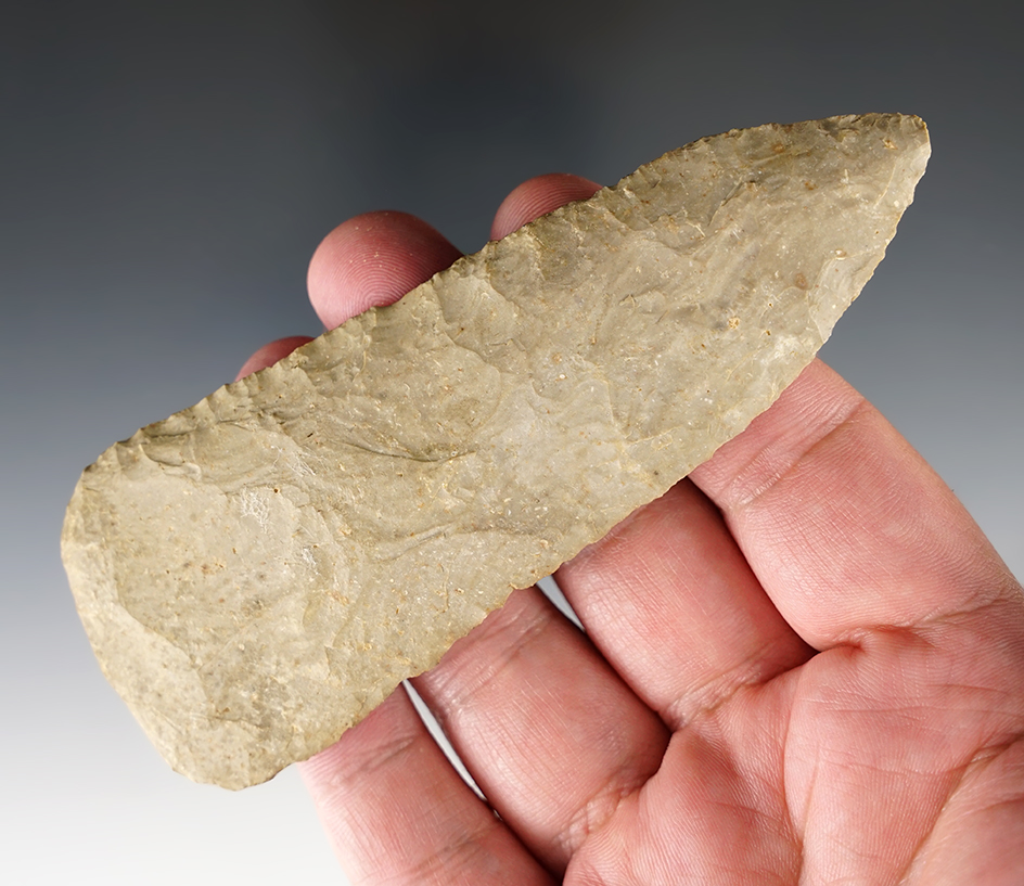 4 11/16" Stanfield knife that is nicely flaked. Found in Indiana.