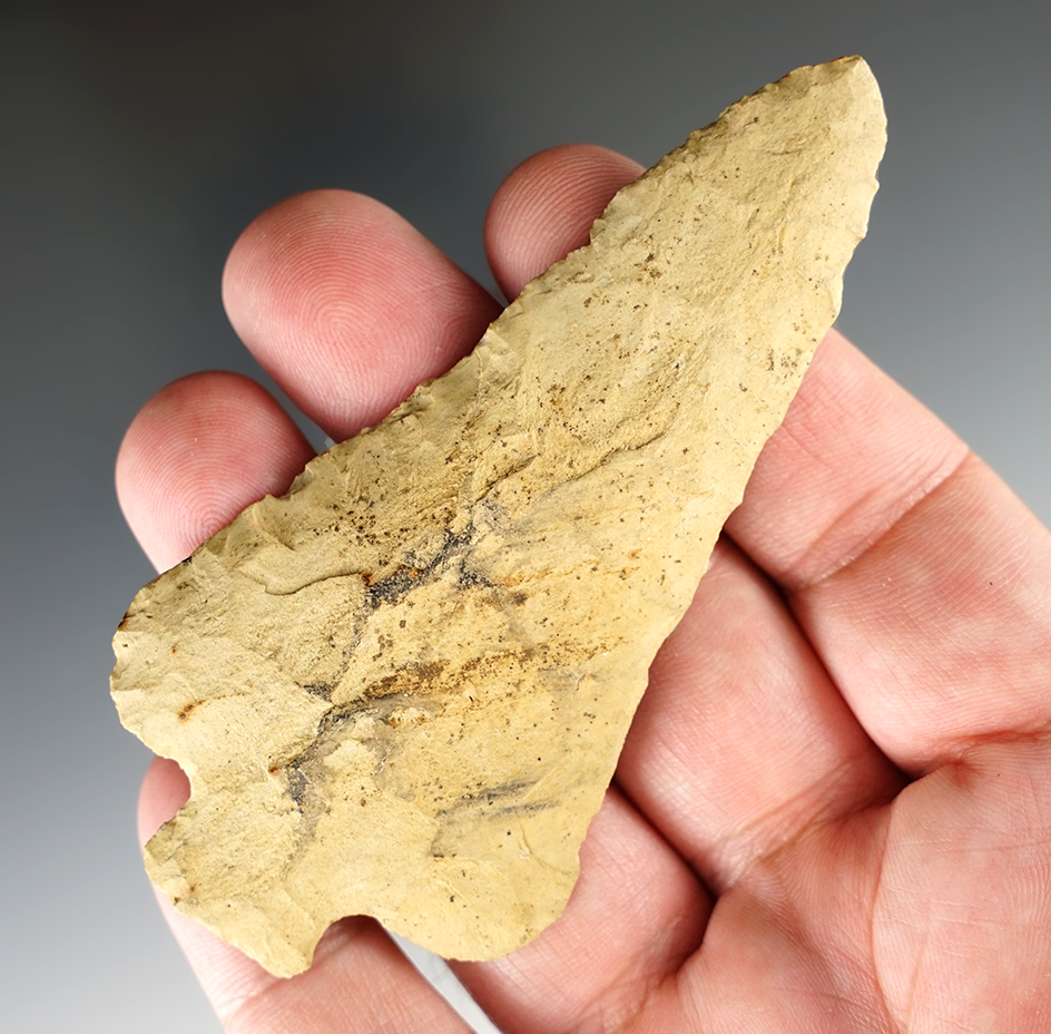 3 3/4" Perkiomen found in Berkes Co., Pennsylvania, by John Potts in 1947. Bennett COA.