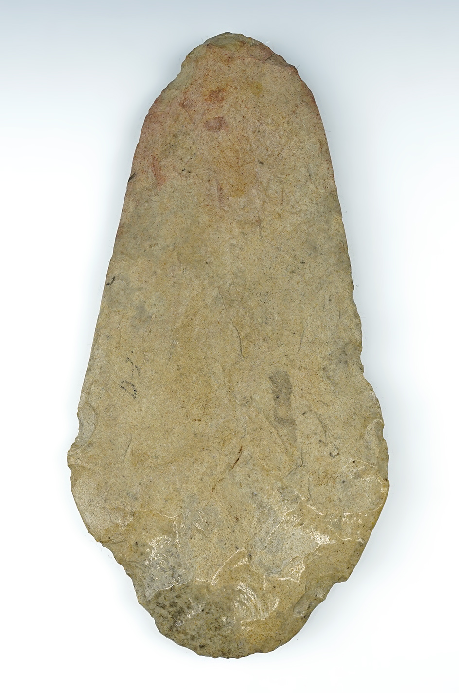 Large 9 3/4" Mill Creek Chert Spade with heavy use polish. Illinois/Indiana area. Bennett COA.