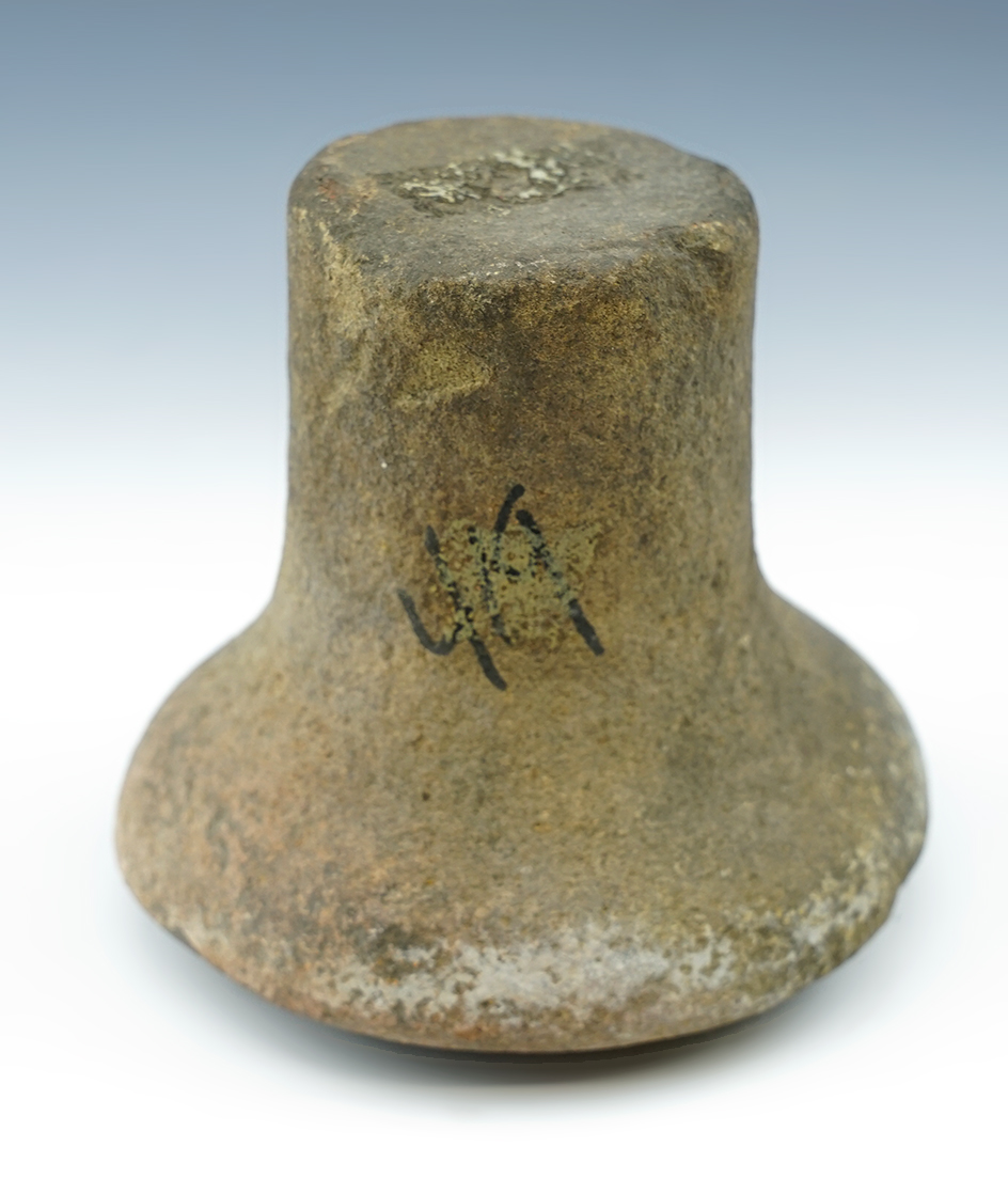 4" Tall Bell Pestle with an anciently salvaged poll end. Found in Indiana.