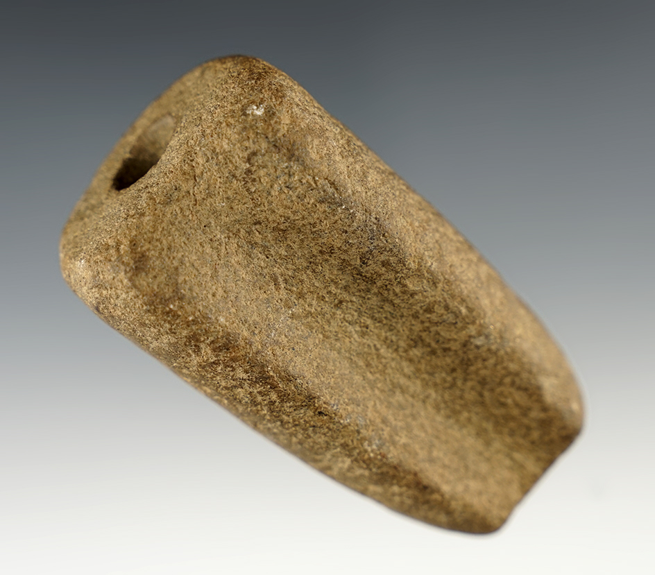 Nice Preform! 3 1/8" Deeply Fluted Bannerstone with drilling just started.  Maryland area.