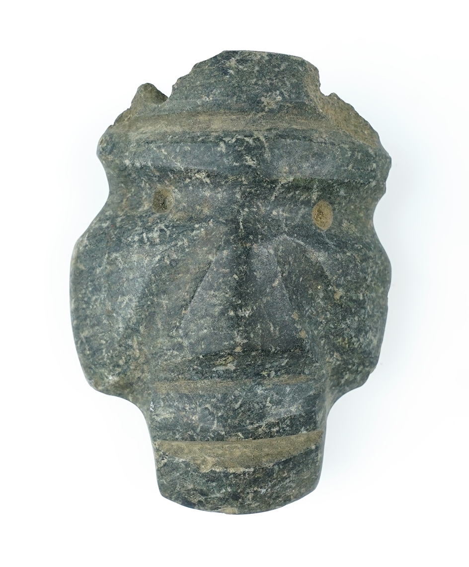 3 3/8" Mezcala Stone Figure that was drilled for suspension. Found in Mexico.