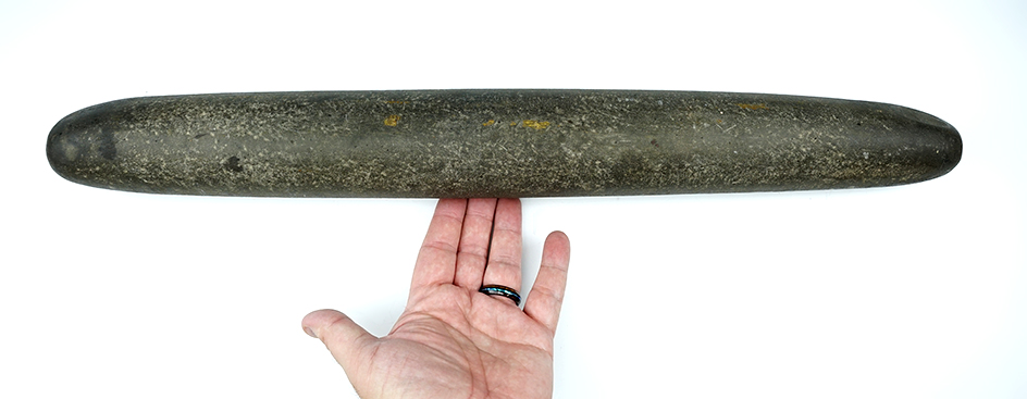 Huge! 22 1/2" Long beautifully styled Roller Pestle found in Northumberland Co., Pennsylvania.