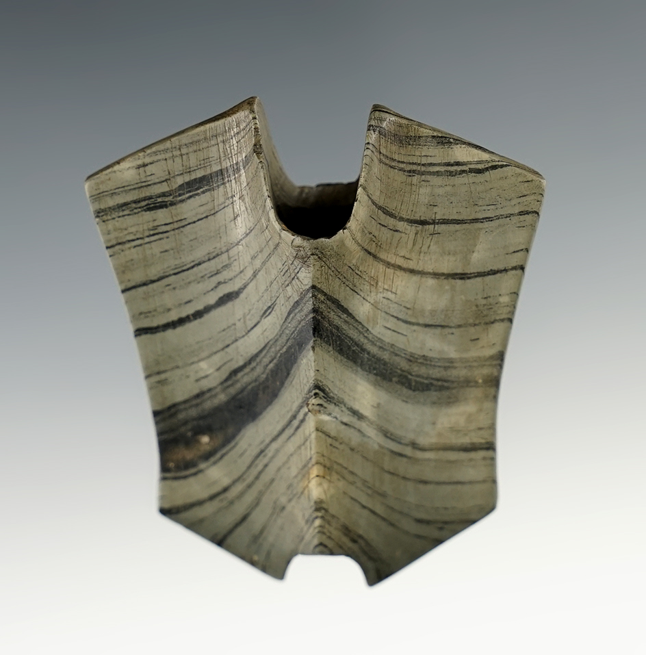 2 11/16" x 2 5/16" Winged Banner, anciently salvaged. Found in Ionia Co., Michigan.