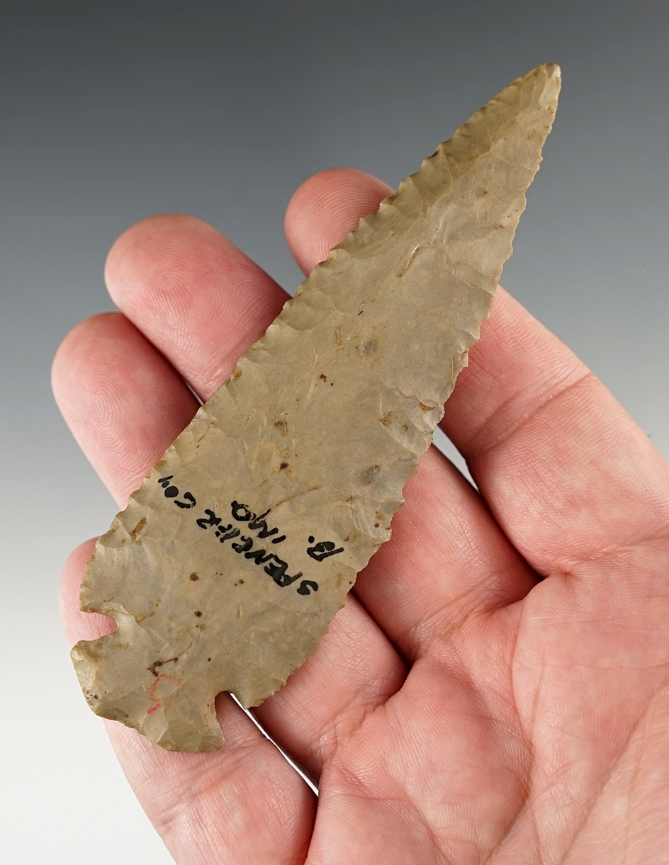 4 7/16" Hornstone Notched Base Dovetail in excellent condition. Found in Spencer Co., Indiana.