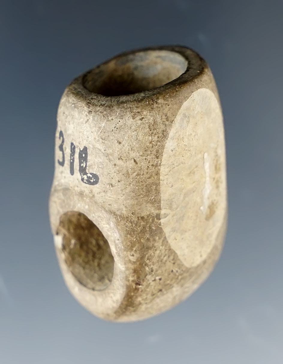 1 1/4" Miniature stone pipe in very nice condition. Found in New York.