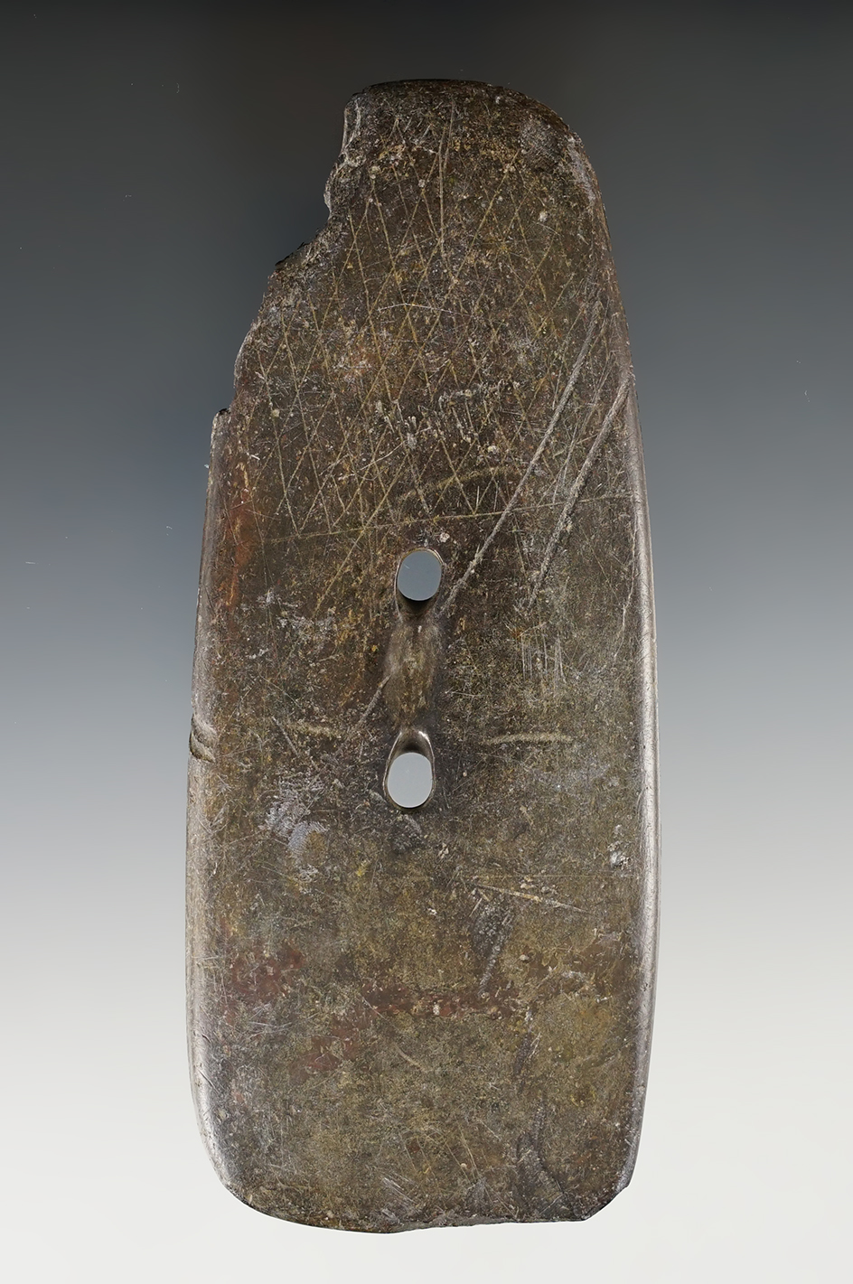 Rare for area! 5" Gorget with a heavily engraved surface found in Kent Co., Delaware.