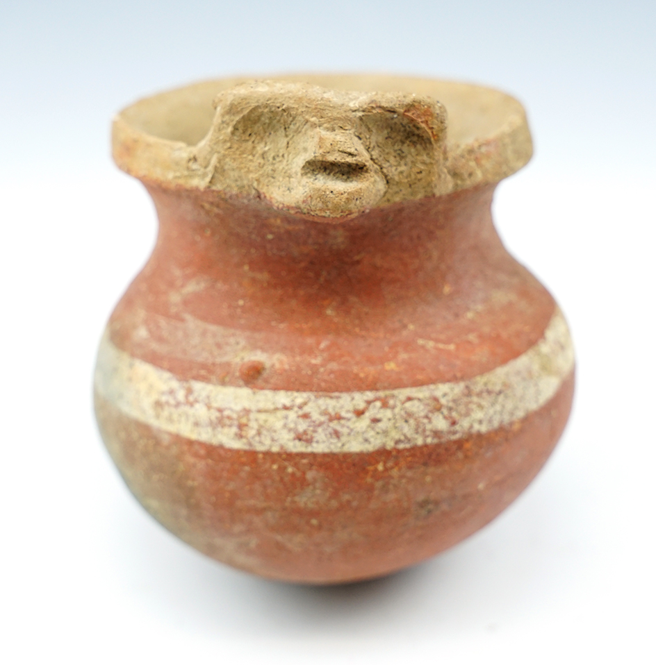 3 1/2" Tall Pre-Columbian Pottery Vessel recovered in Mesoamerica. In solid condition.