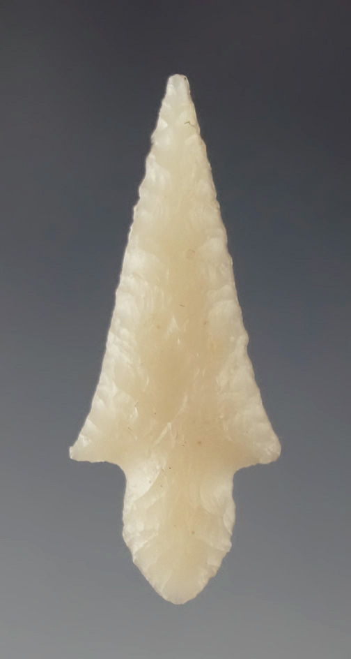 Beautiful 1 3/16" Alba point - Arkansas this exceptionally well flaked from quality Chalcedony.