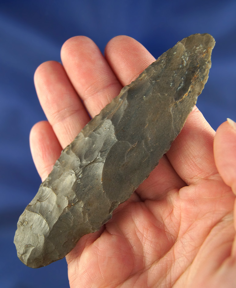 Nicely patinated 4" Hornstone Adena found in Orange Co.,  Indiana near pumpkin Center.