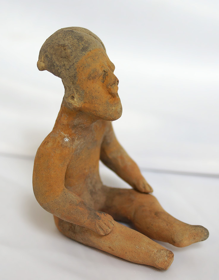 3 1/4" seated Pre-Columbian West Mexico pottery figure from the Nick Miller collection.