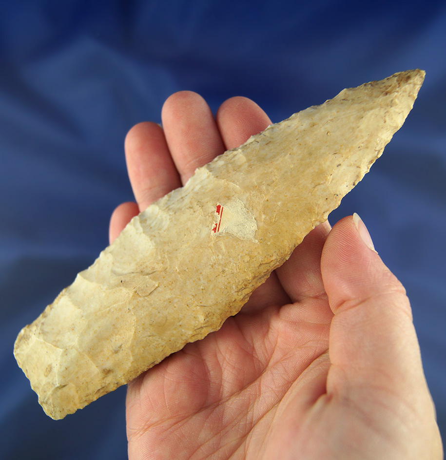 Large 5 1/2" Sedalia Knife with heavy mineral deposits on surface found in Missouri.
