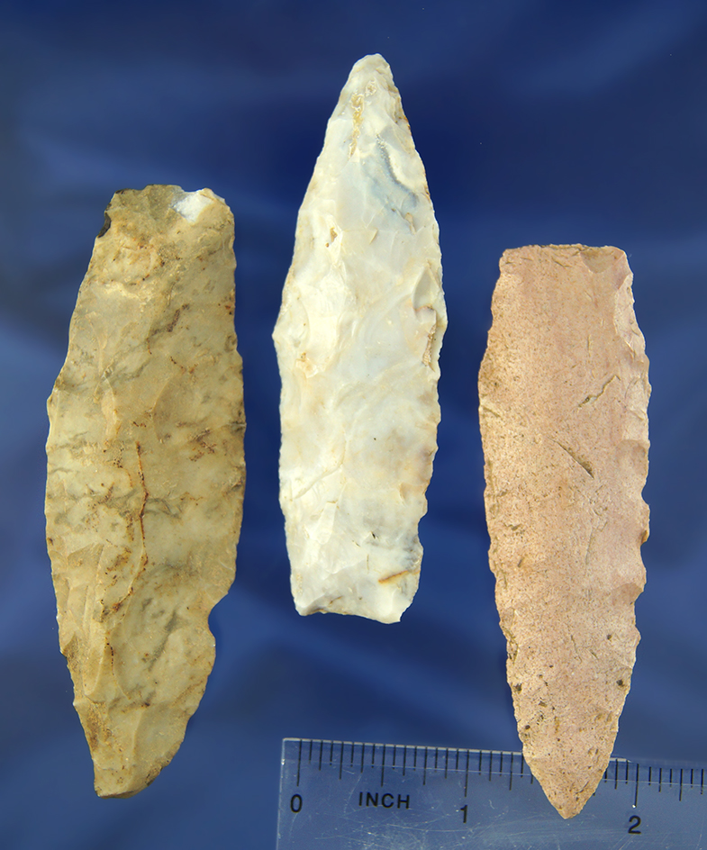 Set of three Missouri Lanceolate, largest is 3 1/2".