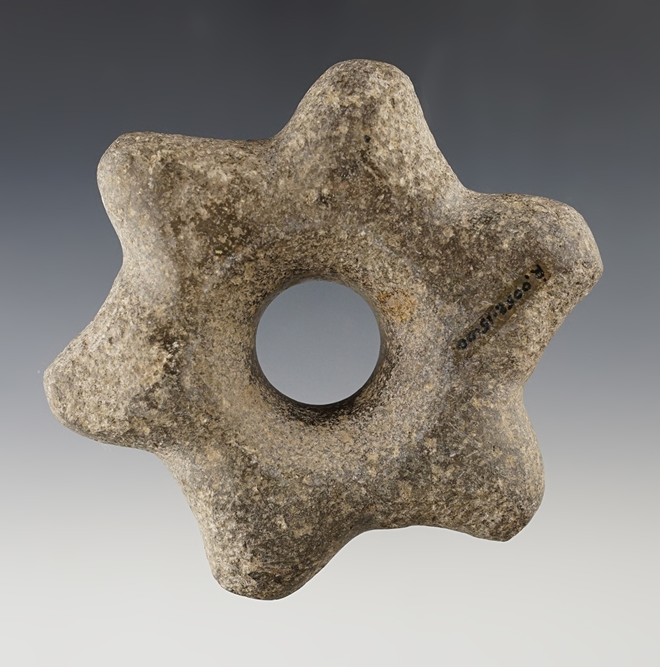 4 1/8" Six Point Pre-Columbian Mace head recovered in Costa Rica.