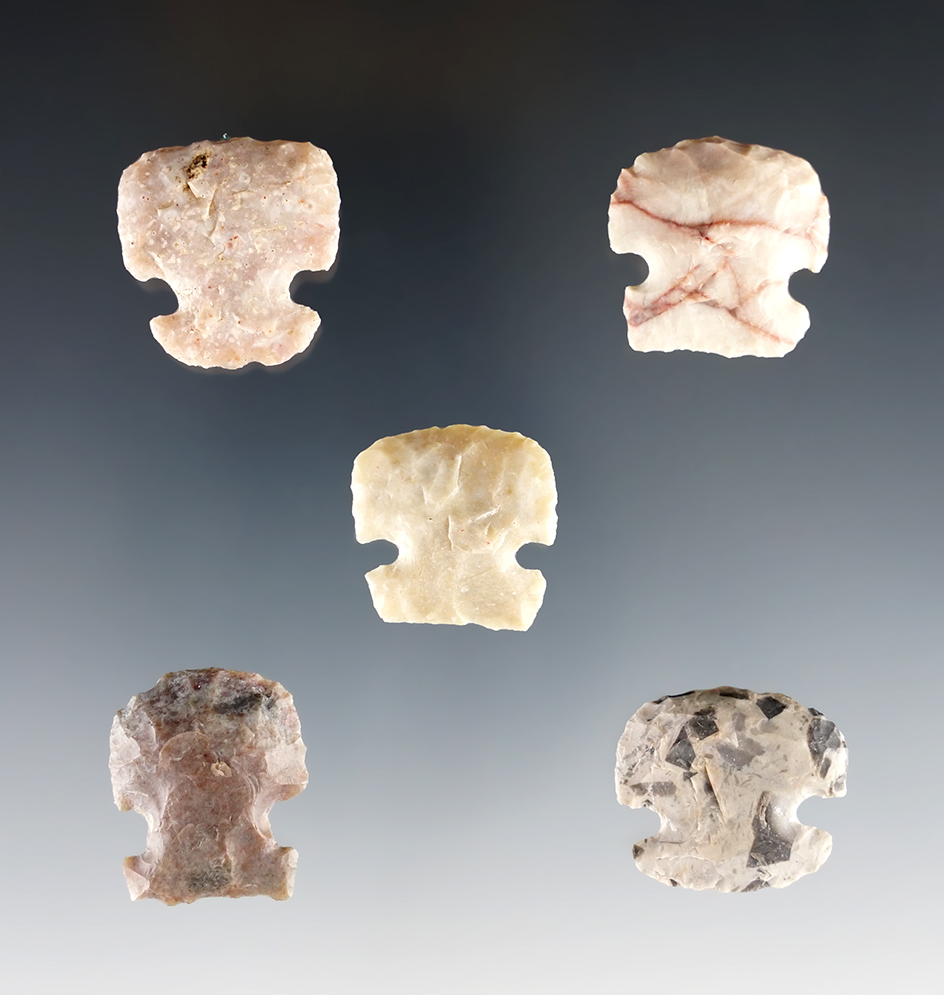 Ex. Museum! Set of 5 nice Sidenotch Scrapers found in New Mexico. The largest is 7/8". 