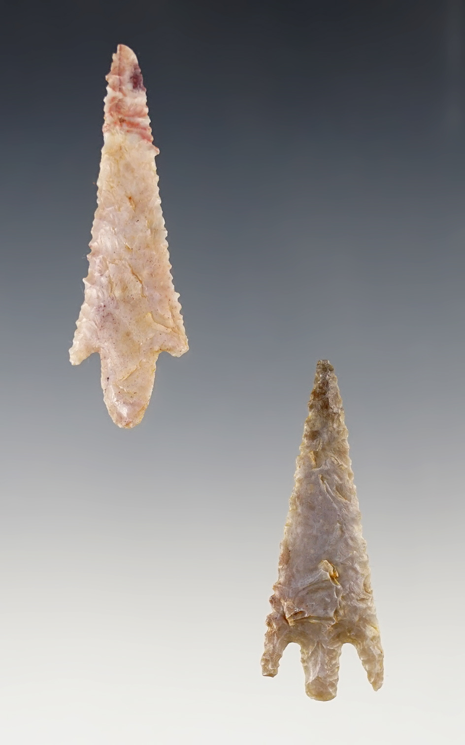 Pair of large African Neolithic arrowheads - northern Sahara desert region. Largest is 2 1/4".