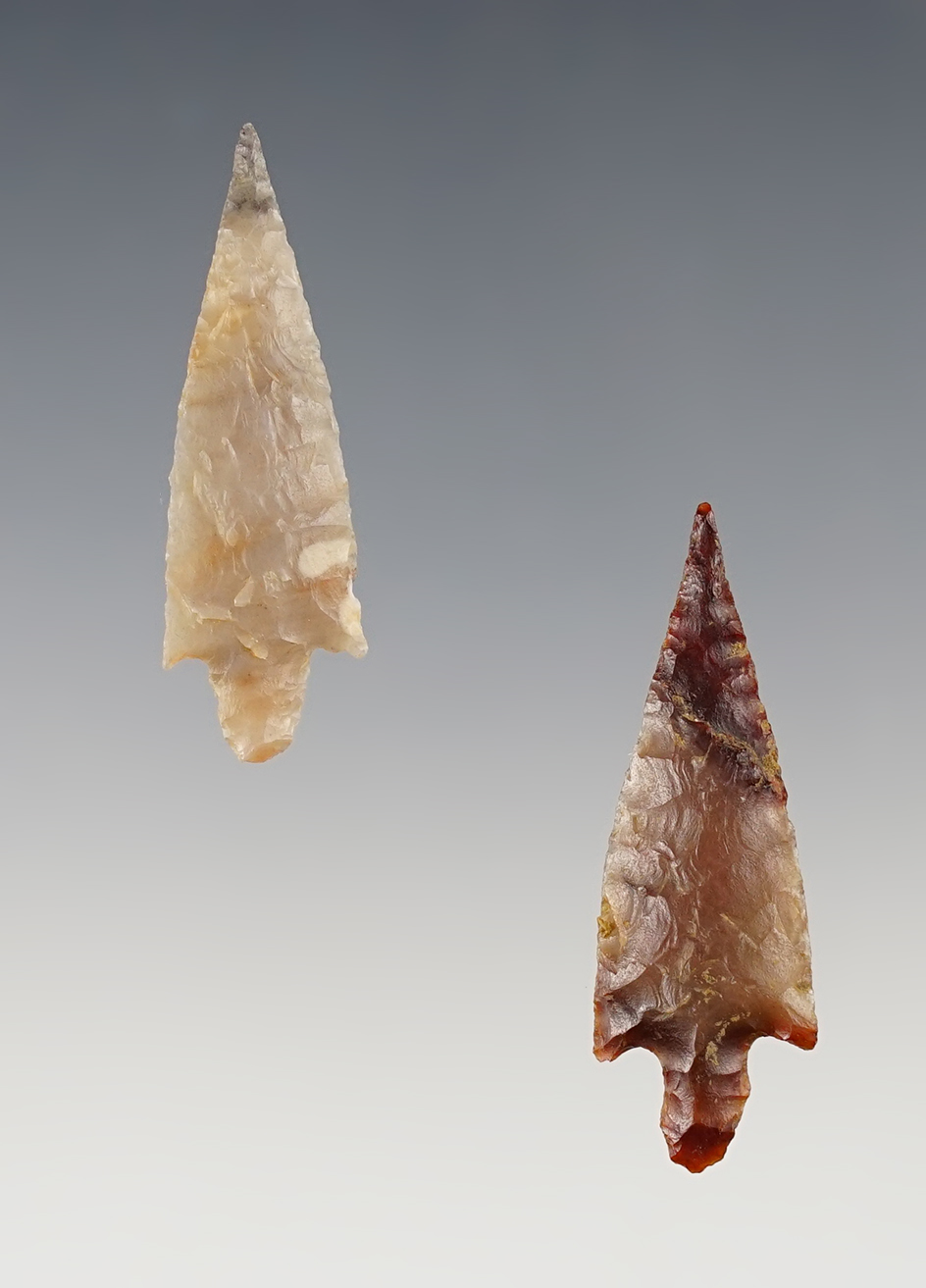 Pair of high-grade African Neolithic arrowheads - northern Sahara region. Largest is 1 15/16".