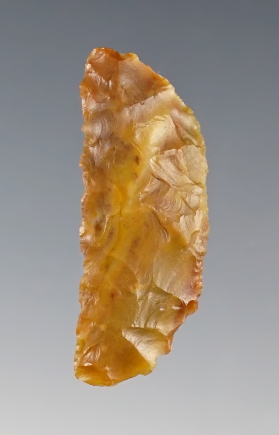 Well flaked 1 9/16" Paleo Crescent found by R.D. Mudge in the Blackrock Desert, Nevada. 