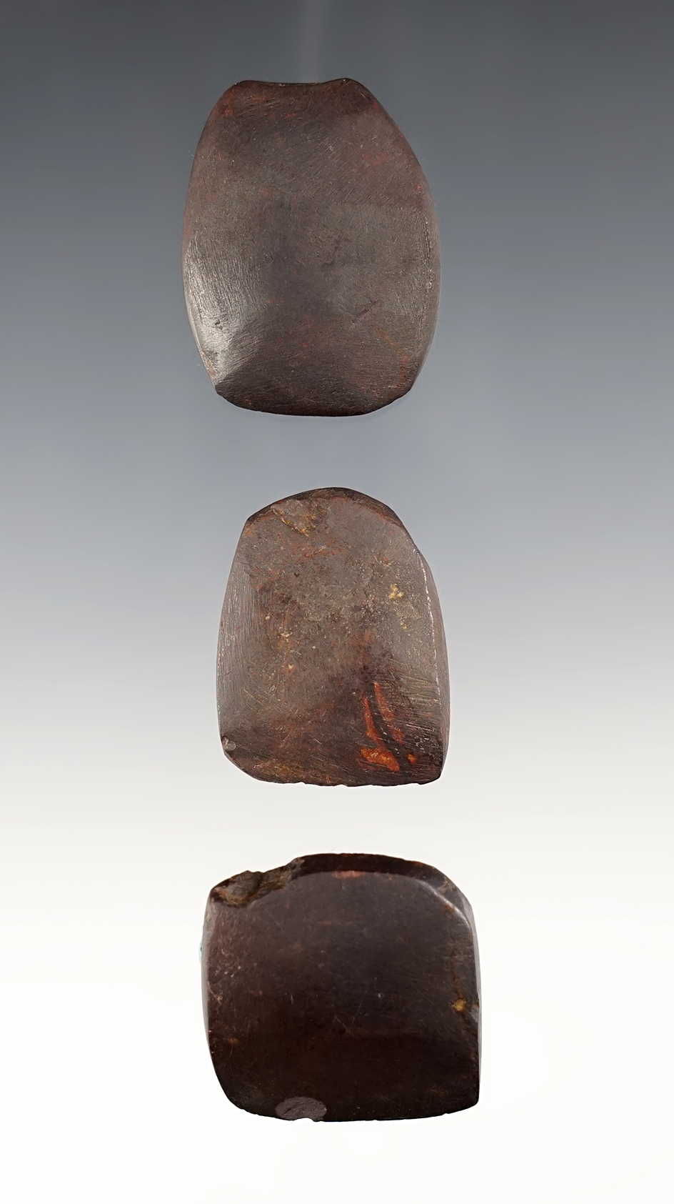 Set of 3 Miniature Ohio Celts made from Hematite. The largest is 1 1/2".