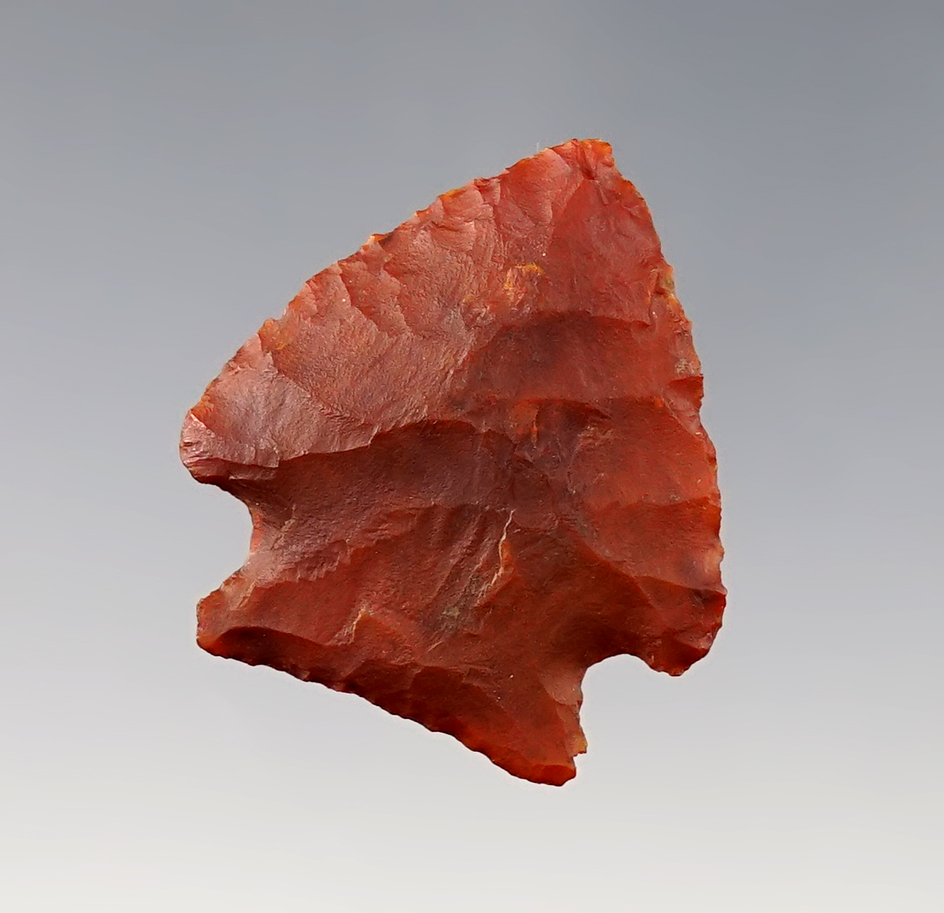 1 1/4" Cornernotch - red Jasper. Found near the Lower Klamath Lake, California in the 1940's.