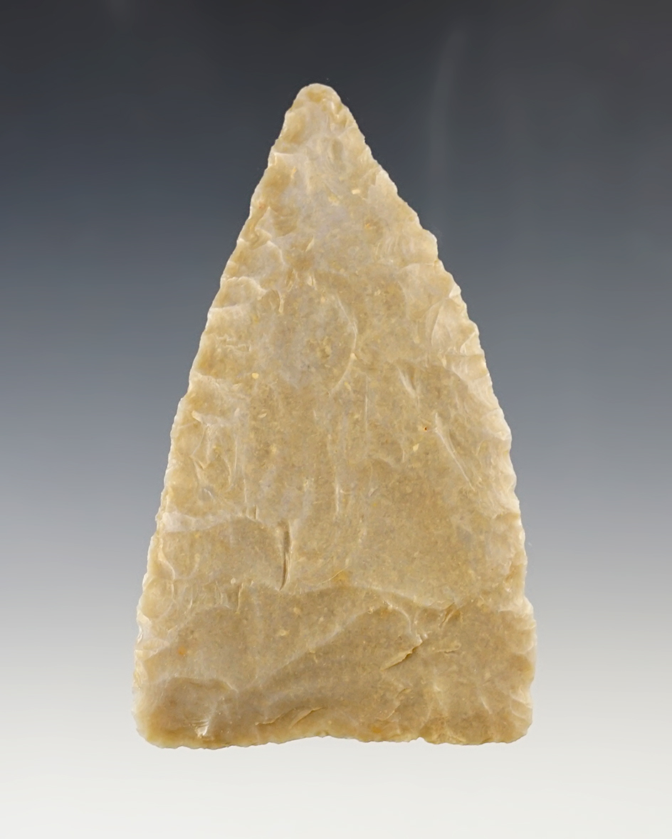 Excellent flaking on this 3 3/4" Friday Knife found in Bandera County Texas. Rogers COA.