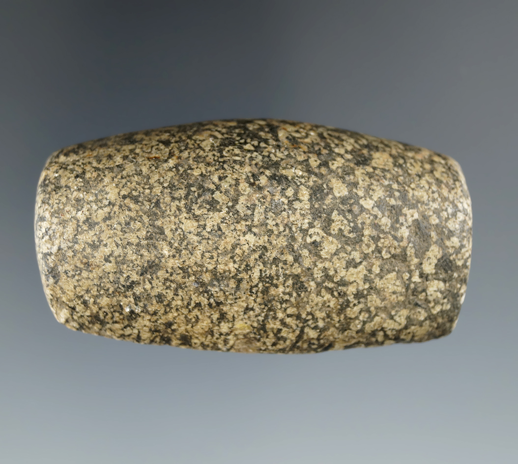 2 1/4" Loafstone made from Granite, one end is tapped for drilling but not finished, Miami Co., Ohio