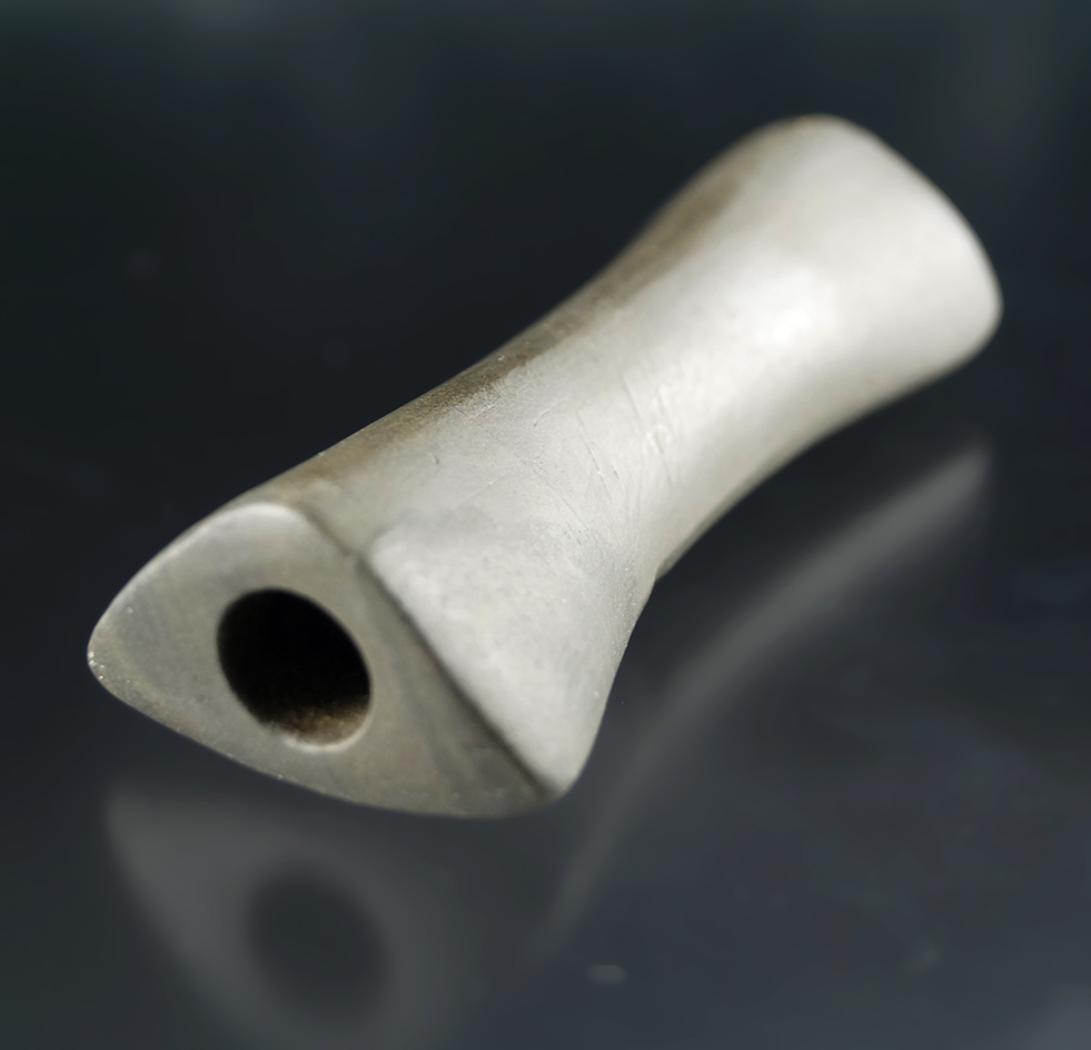 3 9/16" Archaic Prismoidal Constricted Center Bannerstone, Stark Co., Ohio. Davis COA.